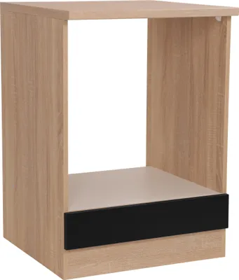 Produktbild von Herdumbauschrank Küchenschrank 60 cm Eiche Sägerau Schwarz Merle Respekta