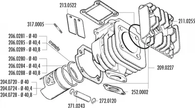 Obrázek produktu pro Pístní kroužek Polini 40,8x1,26mm pro Minarelli