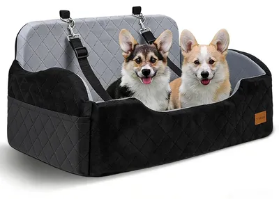 Produktbild von Hundeautositz Hundesitz Autositz für Hunde - Erhöhte Sitzfläche - Mit Sicherheitsgurten - 80 x 50 x 42 cm - Bis 25 kg