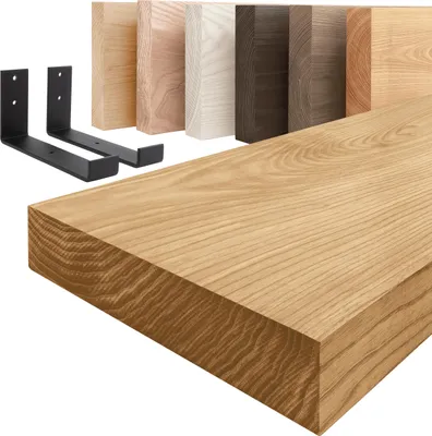 Produktbild von LAMO Manufaktur Wandregal Holz Gerade | Regal Farbe: Rustikal | mit schwarzem Industrial Regalträger | 120 cm