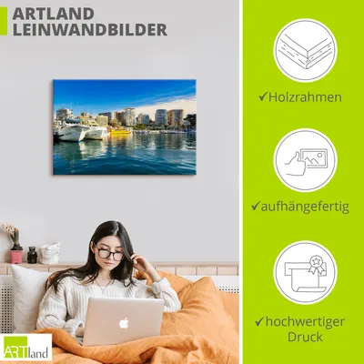 Produktbild von ARTland Leinwandbild Hafen von Calp Größe: 90x60 cm