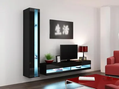Produktbild von Wohnwand GOVI NEW 8D schwarz / schwarz hochglanz