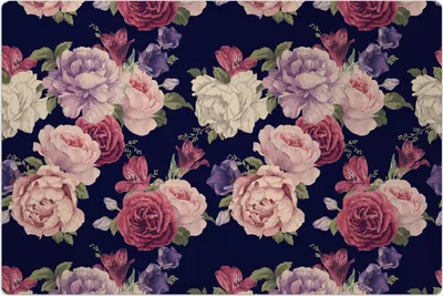 Produktbild von Küchenmatte 60x90 cm Vinylmatte Bodenmatte Dekoration - florales Muster mit Rosen