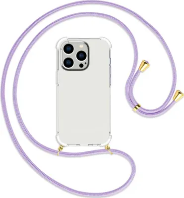 Produktbild von Handykette Backcover-Schutzhülle mit Band (Metall goldfarben) für Apple iPhone 14 Pro (6.1'') - violett