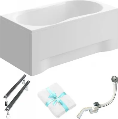 Produktbild von Aqua For You | Polimat Badewanne Gracja - 180x80cm - Weiße Verkleidung - Syfon Inklusive - Elegantes Design