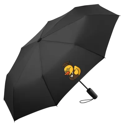 Produktbild von Huuraa Regenschirm Quietscheente Professor Gummiente Lehrer 98cm Schwarz Sturmfest Taschenschirm Geschenkidee