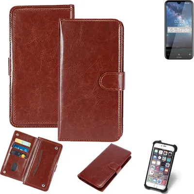 Produktbild von K-S-Trade 360° Hülle kompatibel mit Nokia 2.2 (2019) braun Kunstleder Case BookCase WalletCase Kunstlederederhülle Handyhülle, Rundumschutz Bumper