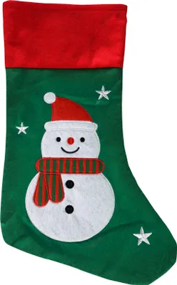Image de Chaussette de Noël verte avec un bonhomme de neige