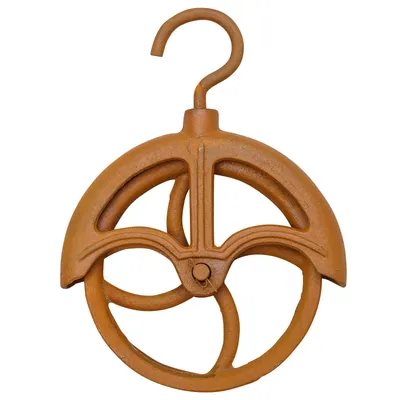 Produktbild von Flaschenzug Umlenkrolle Riemenscheibe Eisen Rost Werkzeug Antik-Stil 29cm