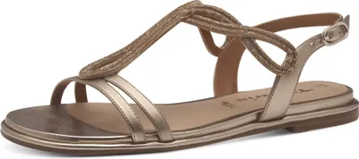 Produktbild von Tamaris Damen Sandale flach T-Riemen Strassbesatz 1-28126-44, Größe:40 EU, Farbe:Braun