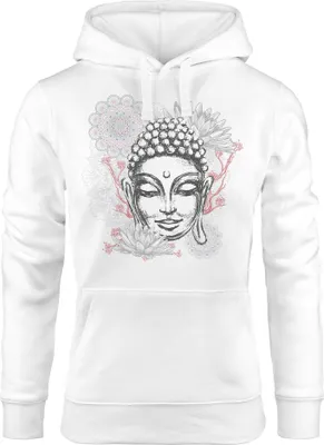 Produktbild von Hoodie Damen Buddha Kapuzenpullover Kapuzenpulli Kapuzenpullover Neverless® weiß XL