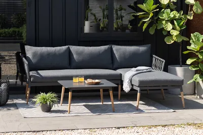 Produktbild von riess-ambiente Outdoor Gartenlounge IPANEMA 240cm anthrazit Aluminium Teakholz wetterfest Loungemöbel Gartenmöbel