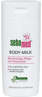 Produktbild von Sebamed Body-Milk Körpermilch für intensive Feuchtigkeitspflege, gegen dehydrierte und trockene Haut, mit Panthenol und Shea Butter, 200ml