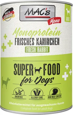 Produktbild von MAC's DOG MONO SENSITIVE KANINCHEN, Adult, jede Rasse, Kaninchen, 400 g