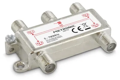 Produktbild von Metronic 336114 Verteiler 4-Fach TV-Splitter für Satelliten, geschirmt, Metall