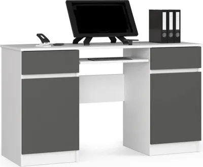 Immagine prodotto di Scrivania Scandinava BIURKO CLP A5 con 2 Cassetti e 2 Ante in Bianco e Grigio Grafite