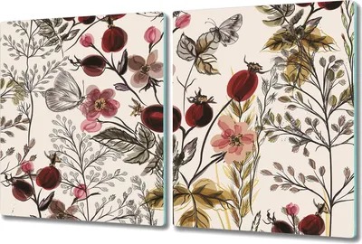 Produktbild von Glas-Herdabdeckplatte Glaskeramikkochfeld-Abdeckung Spritzschutz - 2x 40x52 cm - Feldaufbau rot braun