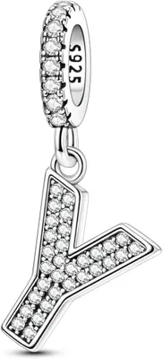 Imagen del producto de Charm de plata de ley 925, con letras de la A a la Z, para pulseras y collares