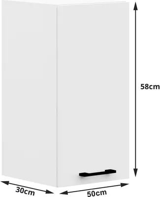 Image de Armoire Murale OLIWIA W50 H580 Blanc 50 cm Élégante Solution de Rangement pour Cuisine