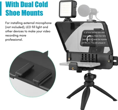 Zdjęcie produktu dla Andoer A10 Przenośny smartfon DSLR -Kamera Teleprompter ProPter -Zestaw z uchwytem na telefon LED LED FILL Light Statyw biurkowy -Zdalne sterowanie dla Vlog -Nagrywanie wideo na żywo -Streaming -Wywiad -Prezentacja głosowa