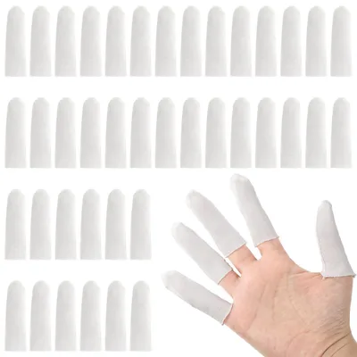 Fingerlinge aus Baumwolle, 100 Stück, weiß, 7 cm, Fingerkuppenschutz