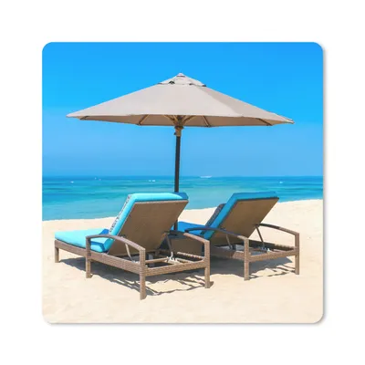 Produktbild von MuchoWow® Mauspad Mousepad Strandkorb - Sonnenschirm - Sommer - Meer 20x20 cm - Mousepads - Maus Mat - Pad - Mausunterlage - Desk Mat - Bureauartikeln