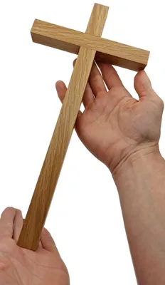 Image de Croix murale en bois, 30 cm, en bois de tilleul naturel