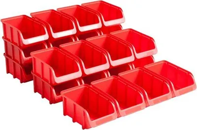 Obrázek produktu pro Červená úložná krabice z polystyrenu, stohovatelná, vysoce odolná, 24 kusů