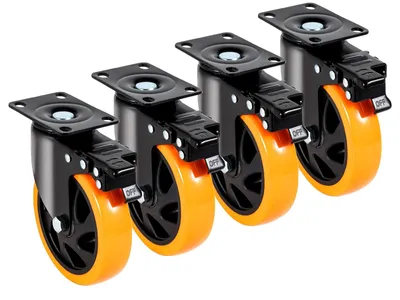 Image de Roulettes de meuble VEVOR Lot de 4 roulettes pivotantes en PVC φ127mm Roulettes de 816kg de capacité de charge Roulettes de transport avec freins A/B Roulettes de coffre pivotant sur 360° Roulettes pour charges lourdes pour maisons Bureaux Studios Usines