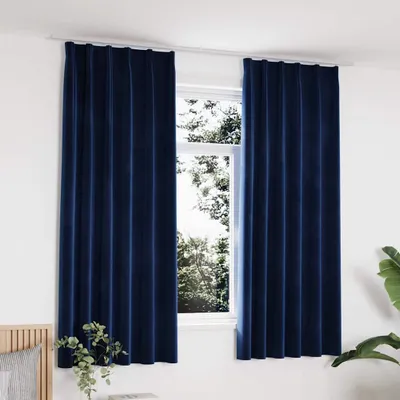 Obrázok produktu pre vidaXL Zatemňujúce závesy Háčiky 2 ks Velvet Tmavo Modrá 140x175cm