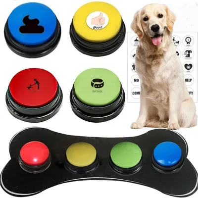 Produktbild von Sprechknöpfe für Hunde, Signaltöner für die Haustierkommunikation zur Interaktion mit Ihrem Hund (4er-Pack mit Kissen)