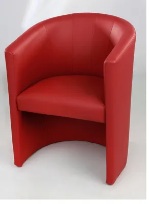 A red armchair is shown against a white background.