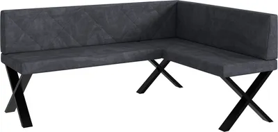 Produktbild von MEBLINI Eckbank für Esszimmer - Küchenbank - Essecke - Sitzecke Küche - ERIC - X-Beine 128x168x87cm Rechts - Dunkelgrau Samt
