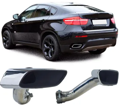 Für BMW X6 E71 30d 40d 2008-2014 Eckige Auspuff Endrohre M50 Optik Edelstahl in der Farbe von Carparts-Online GmbH