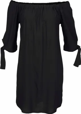 Produktbild von LASCANA Strandkleid mit Carmenausschnitt und 3/4-Ärmeln aus gewebter Viskose, Blusenkleid schwarz Größe 46