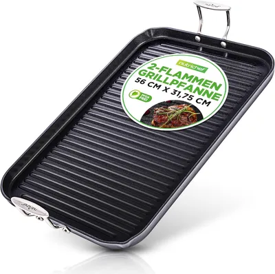 Produktbild von NutriChef Grillplatte,56x32cm-Plancha Grillplatte-mit Rillen, Grillpfanne-Antihaftbeschichtet, Grill Pan, Gusseisenpfanne, Bratpfanne- mit Fettabfluss