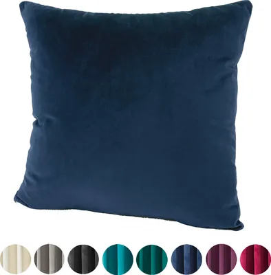 Produktbild von heimtexland ® Samt Deko Kissen Vorhang Velour Ösen Gardine Blickdicht Typ641 Nacht Blau Kissenhülle 50x50 cm