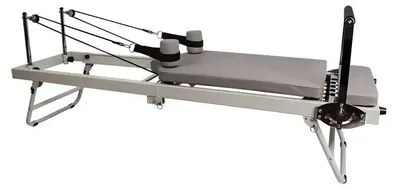 Image de Reformer Pilates P028 - Appareil de fitness pliable pour la maison - Réglage de la résistance - Acier de haute qualité - 34 kg - Blanc