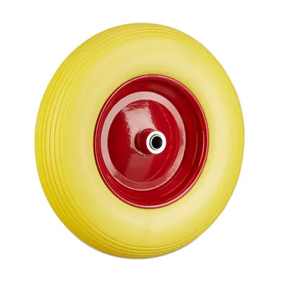 Produktbild von relaxdays 1 x Schubkarrenrad 4.80 4.00-8 gelb/rot