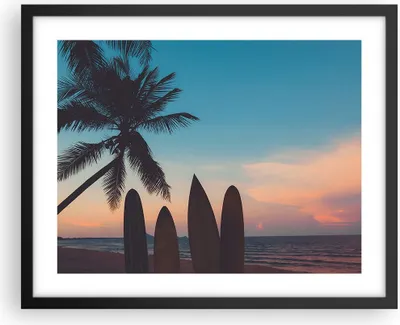 Produktbild von Gerahmtes Poster - Schwarzer Rahmen - Strand Meer Palme - 50x40 cm - Wand Bild - Wanddeko - Wandbilder - Kunstposter - Wandposter - Bilderrahmen - Bilder - Kunstdruck - Wandbild - P2BAA50x40-4080
