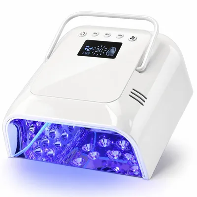 Produktbild von UV LED Nagellampe 108W, kabellos & wiederaufladbar, mit Kühlgebläse, für Gel-Nägel, schnelles Aushärten, Weiß, für Zuhause & Nagelstudio