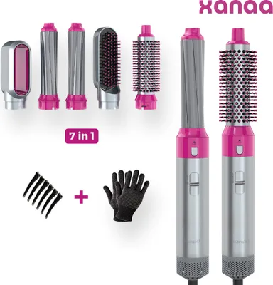 Produktbild von XANAA® 5 in 1 Haarstyler Lockenstab Multistyler, Haartrockner - Föhn-Bürste -Heißluftbürste - Haartrocknerbürste - Lockenbürste - Lila