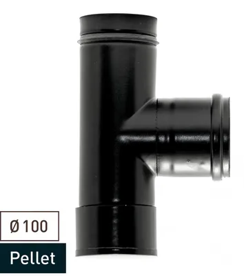 Produktbild von Raik Pelletrohr / Ofenrohr 100mm - Kapselknie (T-Stück) schwarz