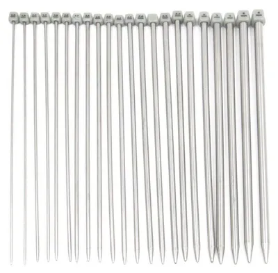 Immagine prodotto di Set di 11 paia di ferri da maglia in acciaio inossidabile, lunghezza 35 cm, da 2.0 mm a 8.0 mm