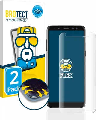 Produktbild von 2x BROTECT Fullscreen Schutzfolie für Samsung Galaxy A8 2018 Displayschutz Folie Fullcover Klar Transparent