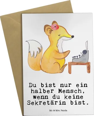 Produktbild von Mr. & Mrs. Panda Grußkarte Sekretärin Herz - Weiß - Geschenk, weihnachtskarten, genesungskarte, osterkarten, hochzeitskarten, einladungskarten