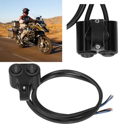 Obrázok produktu pre Spínač svetlometov motocykla, držiak na riadidlá, tlačidlo zapnutia/vypnutia, 2 v 1, univerzálny pre 12 V, ATV, UTV
