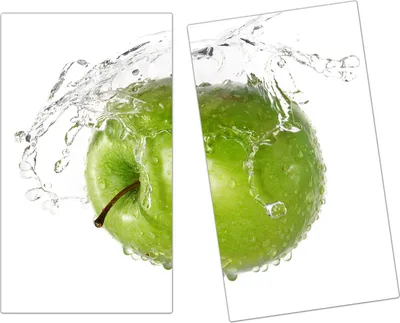 Produktbild von Spritzschutz Herdabdeckplatte Schneidebrett aus Glas Apfel auf Wassersplash 2-Teilig (60x52cm)