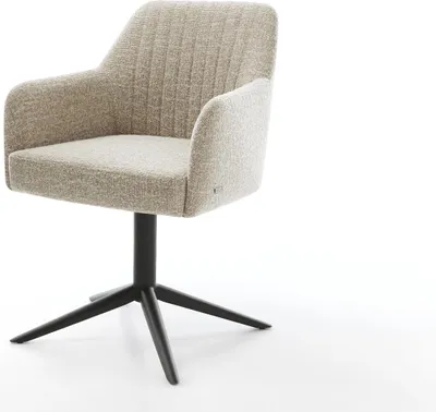 Immagine prodotto di DELIFE sedia girevole Greg-Flex tessuto morbido beige base nera girevole a 360° funzione dondolo nucleo a molle tascabili