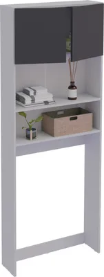 Image de Armoire de machine à laver / Armoire de surconstruction pratique avec beaucoup d'espace de rangement / Dimensions env. B. 70 x H. 182 x D. 21 cm / Râtelier de machine à laver pour salle de bain et buanderie / Armoire de construction de machine à laver - Goralo